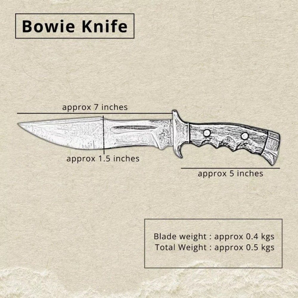 Fixed Blade Bowie Knife Custom Handmade Carbon Steel Full Tang Bowie Survival 4jpg