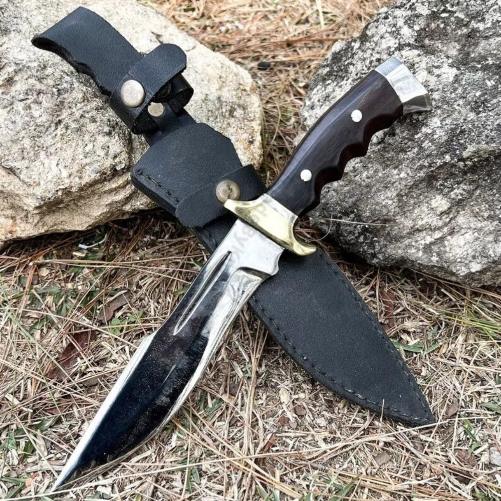 Fixed Blade Bowie Knife Custom Handmade Carbon Steel Full Tang Bowie Survival 8jpg