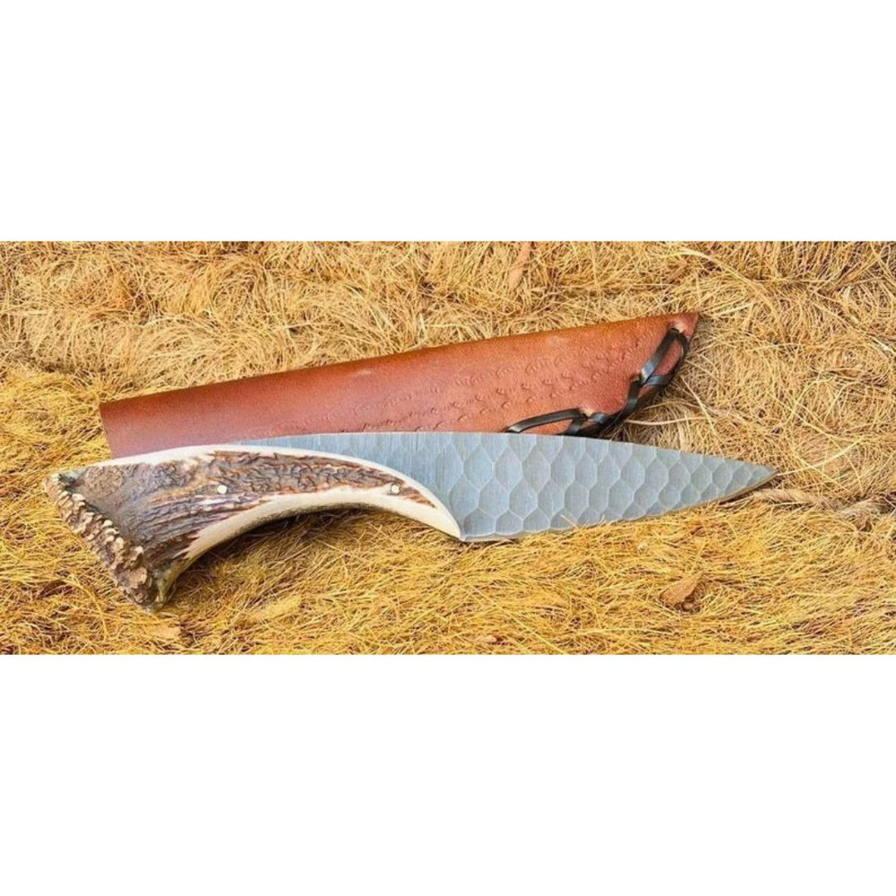 Stag Antler Bowie Knife Custom Handmade Bowie Survival Outdoor Knife Carbon Knif (6).jpg