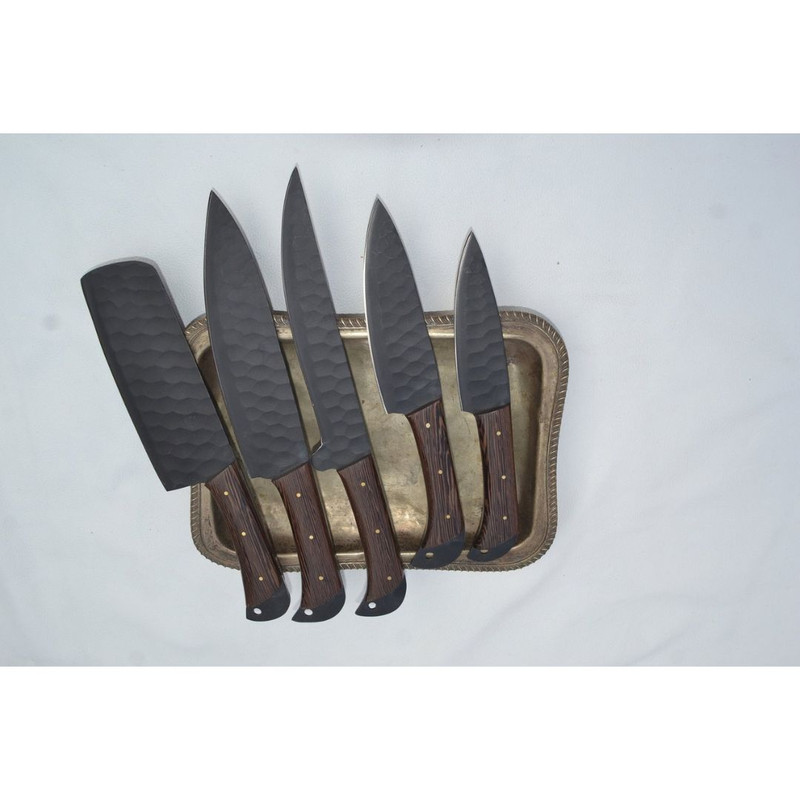 Handmade Carbon Steel Chef Free Engraving Set Full Tang Kitchen Knife Set Camp (3).jpg