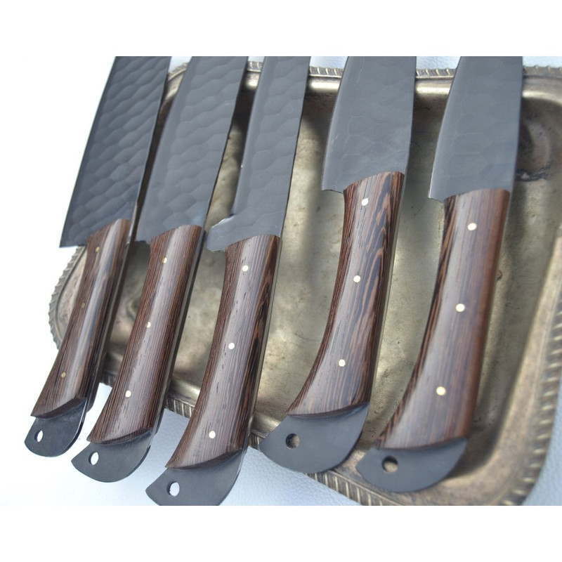 Handmade Carbon Steel Chef Free Engraving Set Full Tang Kitchen Knife Set Camp (5).jpg