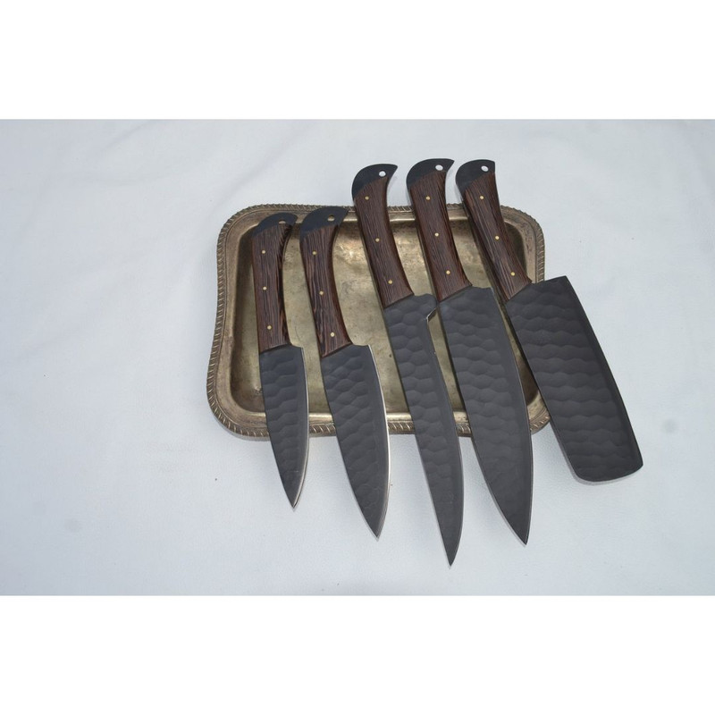 Handmade Carbon Steel Chef Free Engraving Set Full Tang Kitchen Knife Set Camp (9).jpg