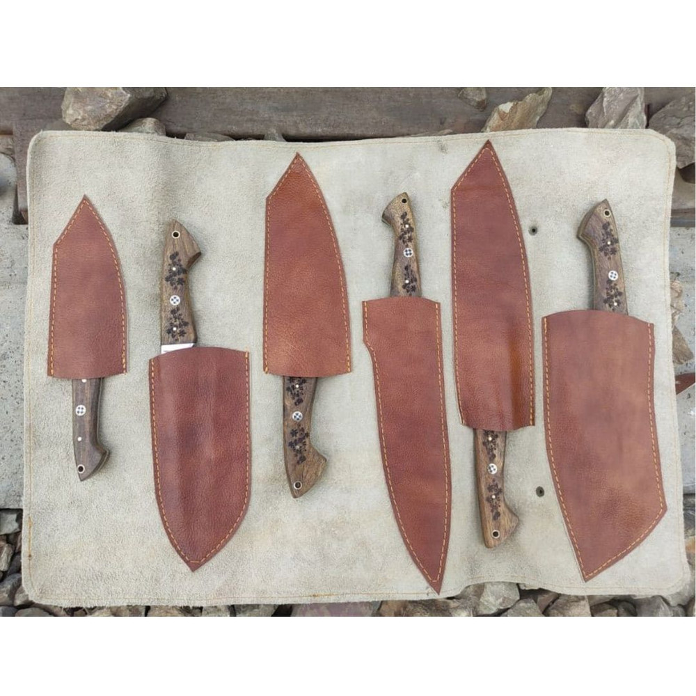 Engraved Chef Knife Set Handmade Damascus Steel Full Tang Forged Steel Knife Set (4).jpg