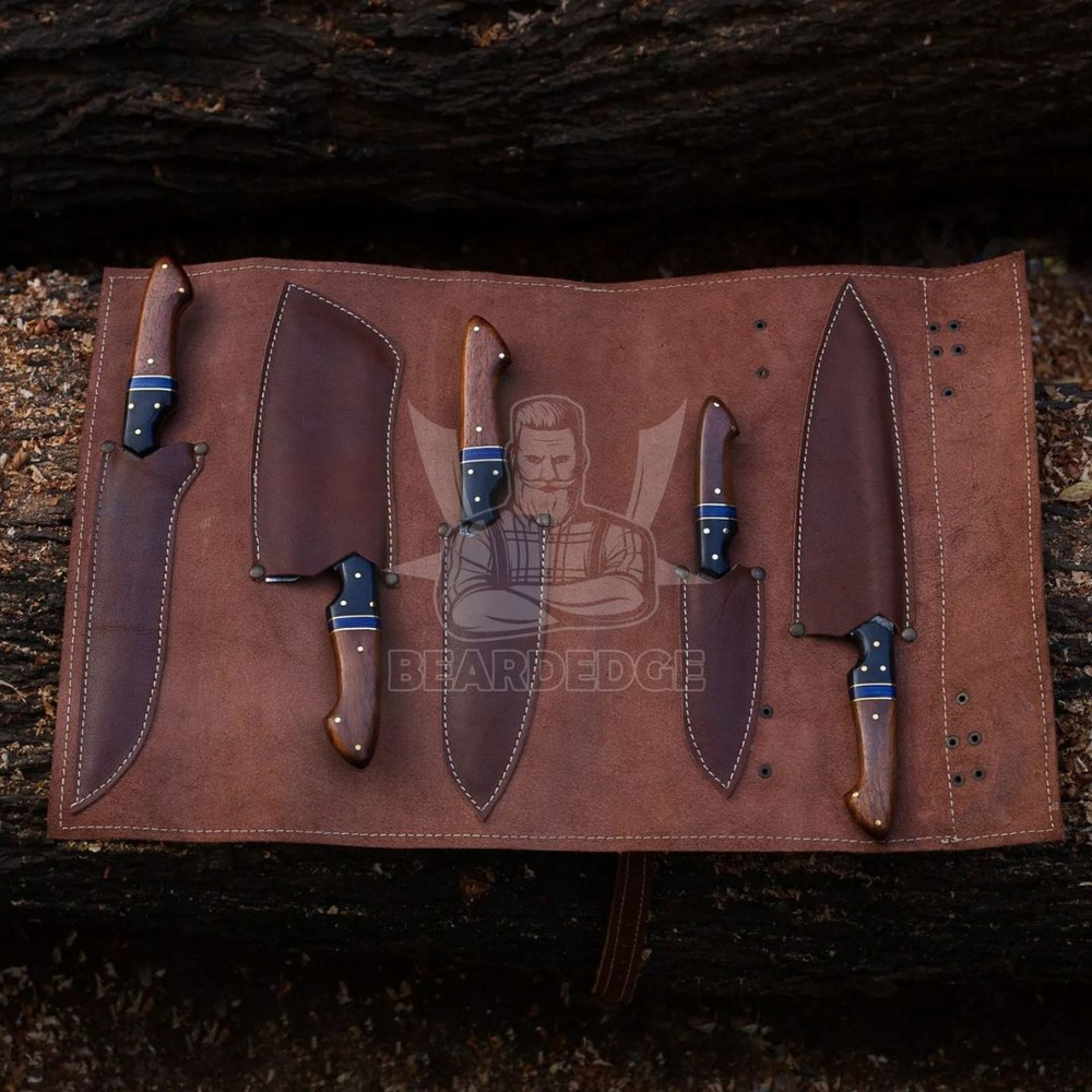 Chef Knife Set Custom Handmade Damascus Steel Full Tang Forged Steel Knife Set 5 (4).jpg