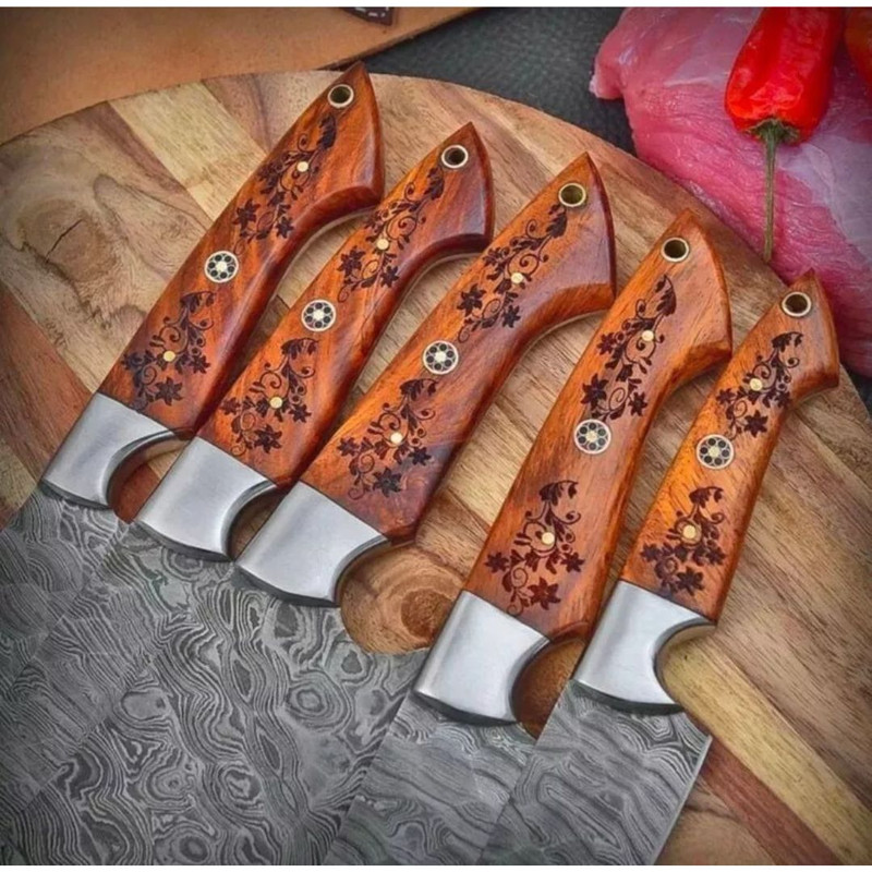 Engraved Handles Chef Set Fully Forged Damascus Steel Camping Knives Outdoor Hun (4).jpg