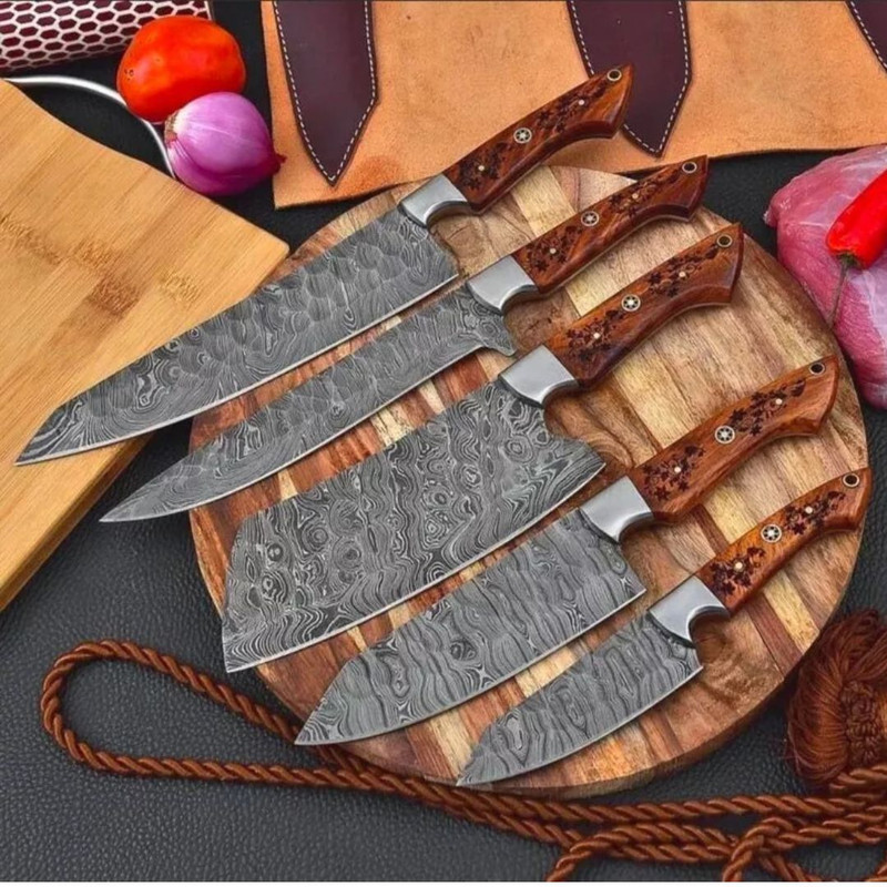 Engraved Handles Chef Set Fully Forged Damascus Steel Camping Knives Outdoor Hun (1).jpg