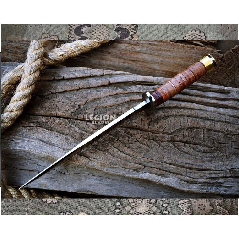 Leather Handle Bowie Knife Custom Handmade Bowie Survival Knife Camping Survival (4).jpg