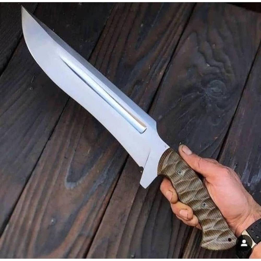 Full Tang Bowie Knife Micarta Handle D2 Tool Steel Survival Knife Outdoor Camp.jpg