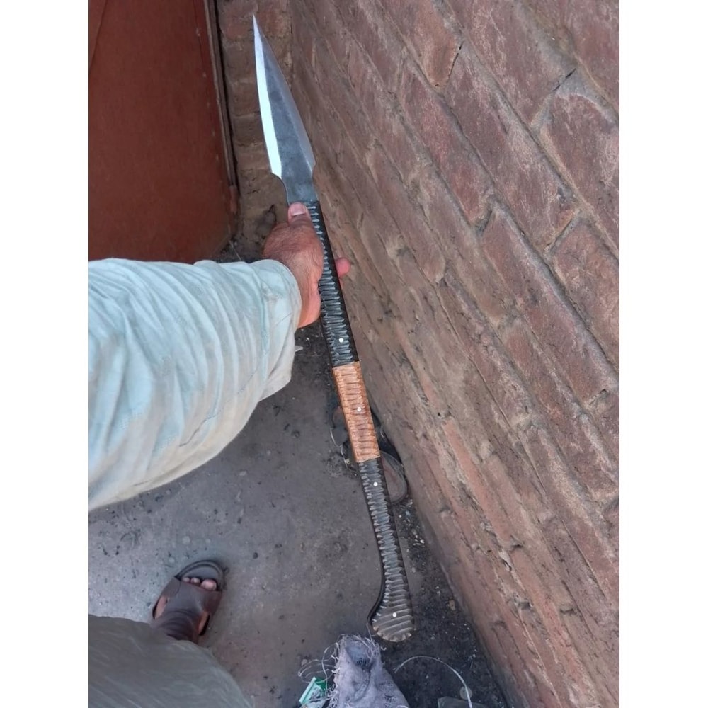 Spear Head Knife Custom Handmade Carbon Steel Full Tang Survival Knife Outdoor (3).jpg