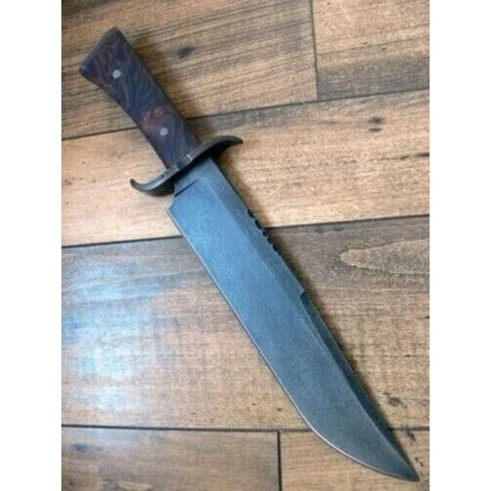 Acid Washed Carbon Steel Bowie Knife Hunting Knife Survival Camping Bowie Style.jpg