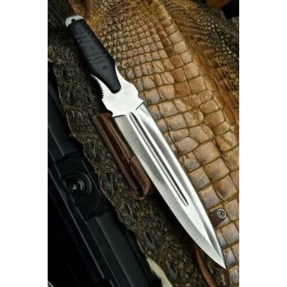Custom Handmade Dagger Knife Full Tang Micarta Handle Survival Knife Double Edge (2).jpg