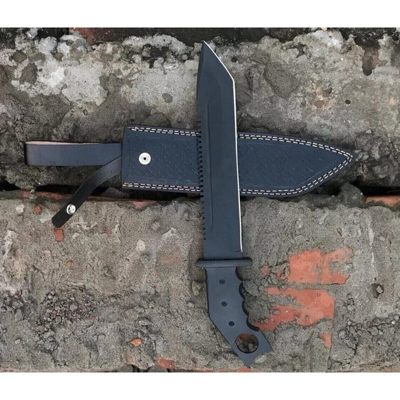 Carbon Steel Bowie Knife Full Tang Bowie Survival Outdoor Knife Camping Outdoor (4).jpg