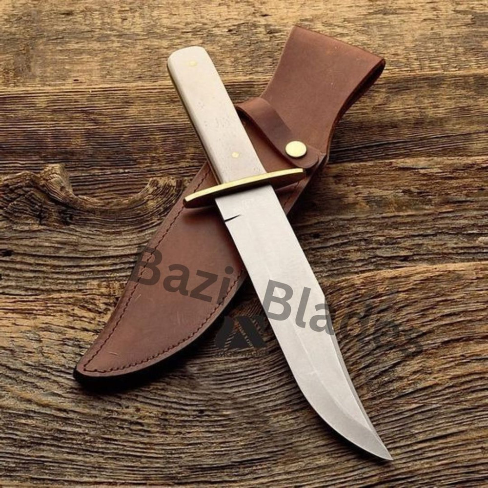 Hunting Bowie Knife Custom Handmade Full Tang Bowie Survival Knife Outdoor Camp.jpg