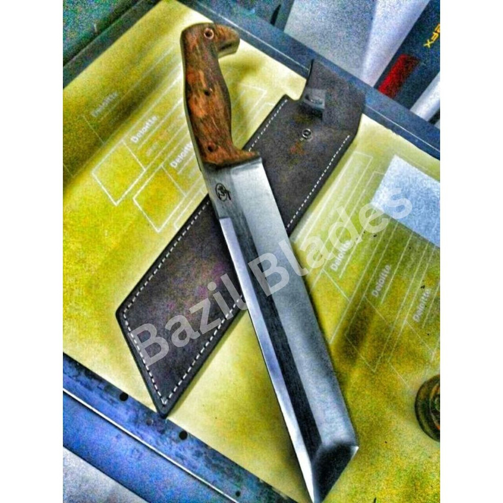 Tanto Chopper Knife Full Tang Custom Handmade Hunting Knife Survival Outdoor Cam.jpg