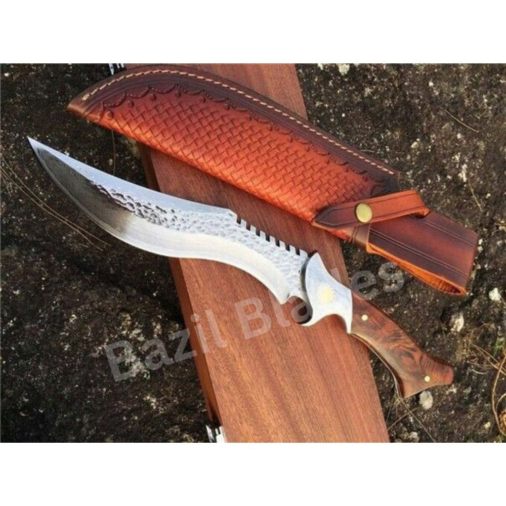 Forged Handmade Bowie Knife Full Tang Knife Carbon Steel Survival Knife Outdoor.jpg