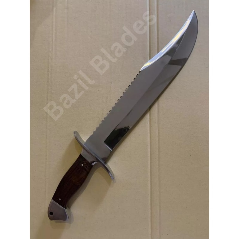 Large Mirror Polished Blade Bowie Knife Handmade Full Tang Hunting Survival Knif 0