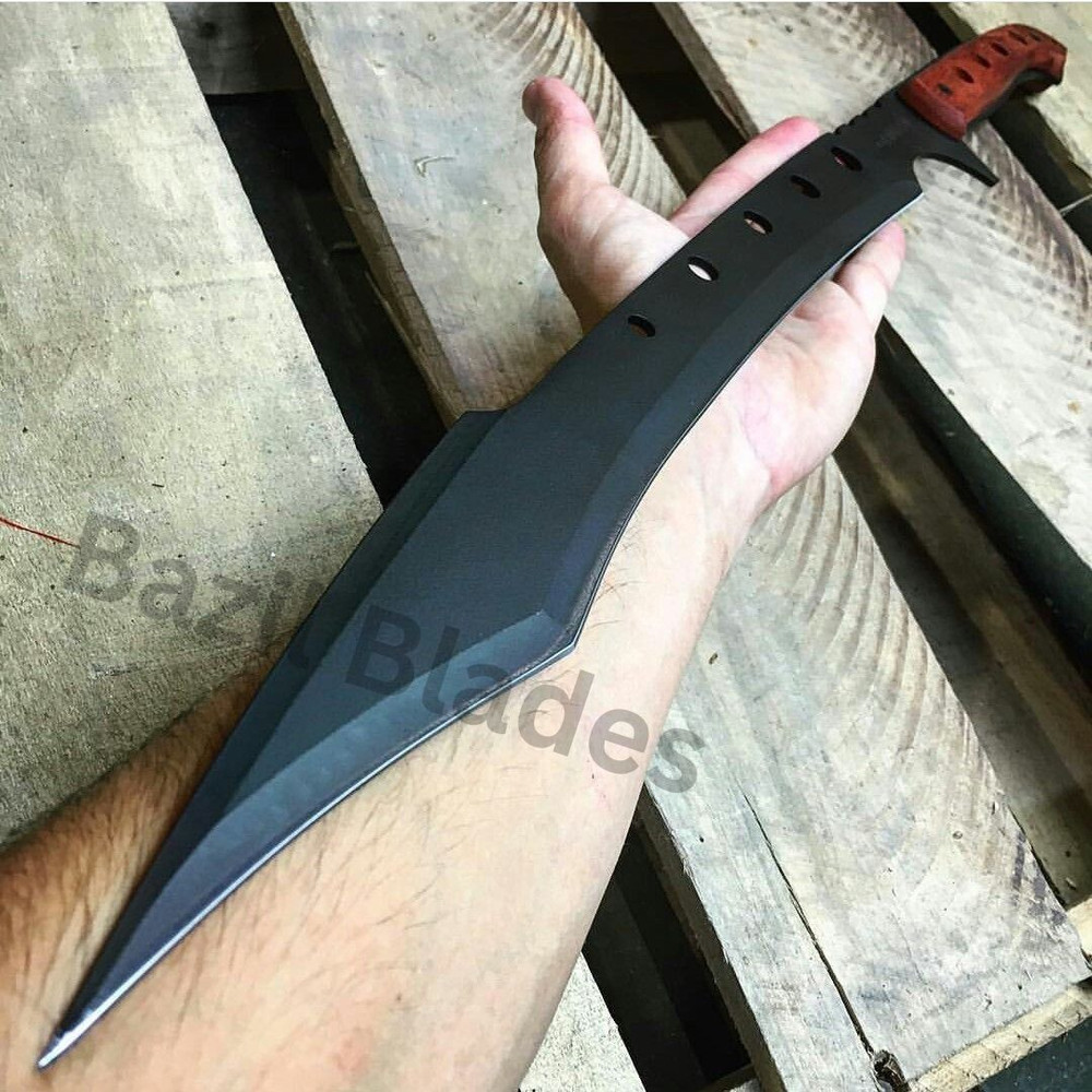 Large Custom Handmade Bowie Knife Full Tang Black Machete Survival Knife Outdoor 0