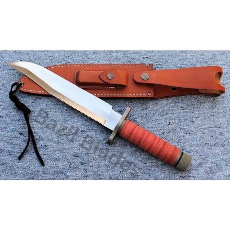 Custom Leather Knife 1095 High Carbon Steel Hunting Knife Outdoor Camping Bowie 0