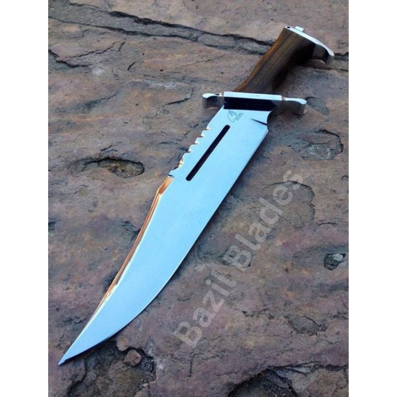Custom Made Bowie Knife Mirror Polished D2 Tool Steel Hunting Bowie Survival Out 0