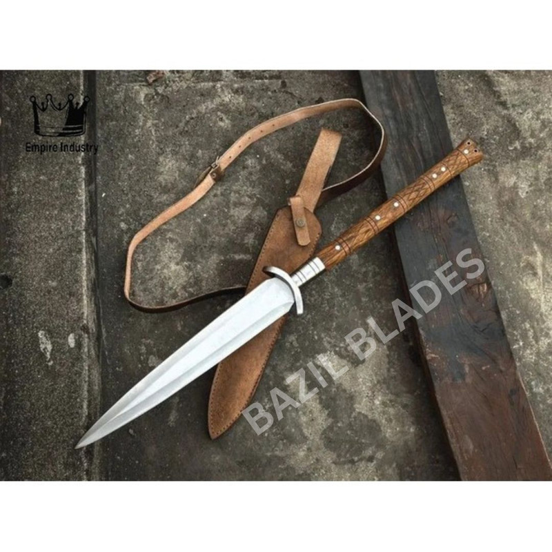 Custom Sword D2 Steel Double Edged Sword Handmade Full Tang Sword Viking Outdoor 0