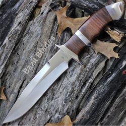 stacked leather bowie knife costume handmade knife d2 steel survival outdoor