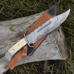 damascus steel bowie knife full tang handle bowie knife handmade survival bowie