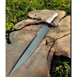 dull stag handle large bowie knife 1095 carbon steel custom knife for survival