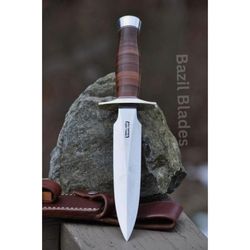 stacked leather knife custom knife for survival handmade bowie knife camping