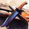 Custom Handmade Bowie Knife Carbon Steel Full Tang Hunting Knife Wood Handle 2