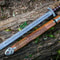 Custom Handmade Real Damascus Steel Sword With Engraved Scabbard Double Edged