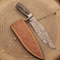 Copper Damascus Bowie Knife Stag Handle Brass Bolster Handmade Hunting Survival Knife Father D 1