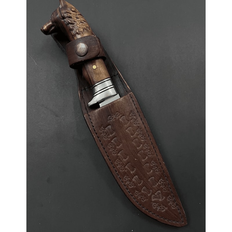 Buy now personalized wolf head hunting knife