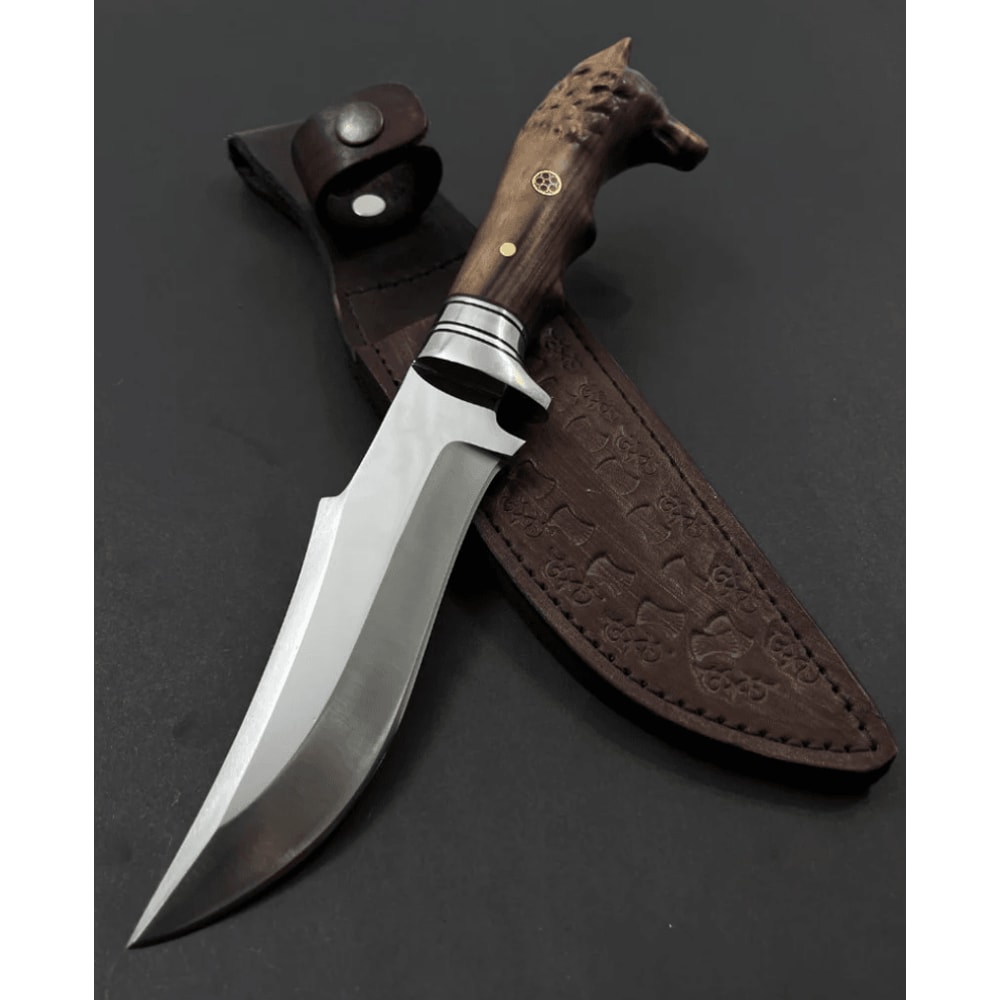 Buy now personalized wolf head hunting knife