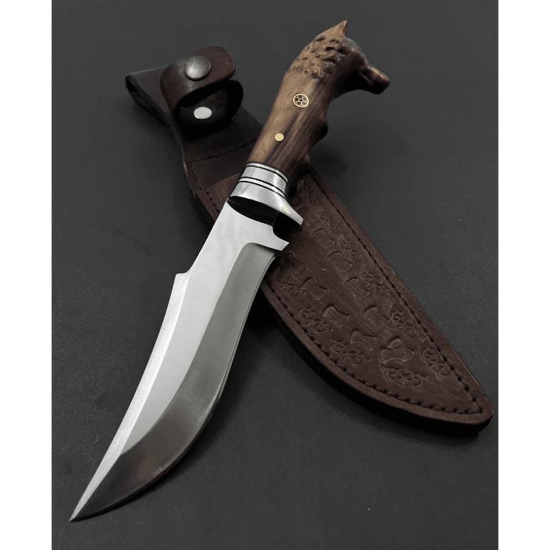 Buy now personalized wolf head hunting knife