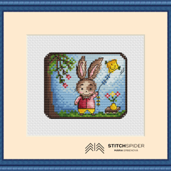 playing with the wind on the f cross stitch pattern pdf,cssaga,cross stitch bunny, children's cross stitch pattern