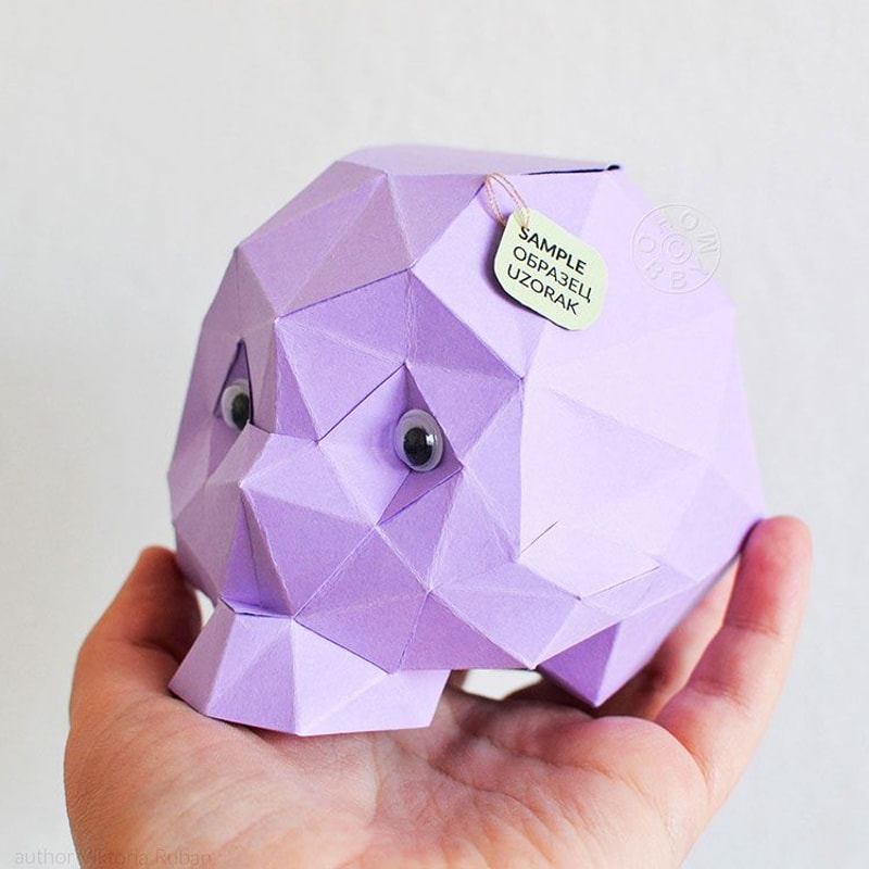 DIY Paper Lowpoly Skull, 3D Papercraft template PDF Inspire Uplift