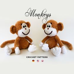 Monkey. Crochet PDF pattern, Plush Velvet yarn Monkey * amigurumi toy * stuffed toy
