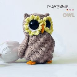 OWL. No sew crochet Pdf pattern * Easter pattern