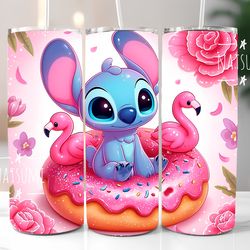 Stitch and donut tumbler wrap PNG, Colorful Stitch Tumbler Wraps Sublimation Design PNG, 20oz Skinny Straight & Tapered