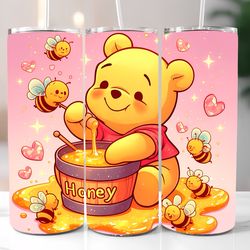 winnie the pooh tumbler wrap png, colorful disney tumbler wraps sublimation design png, 20oz skinny straight & tapered