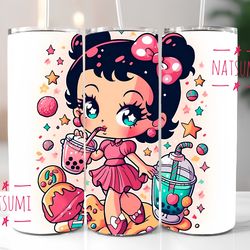 Betty Boop tumbler wrap girls PNG, Colorful Tumbler Wraps Sublimation Design PNG, 20oz Skinny Straight