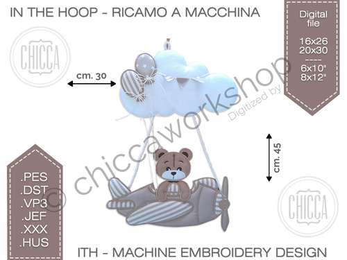 ITH Airplane Garland - Machine embroidery with tutorial
