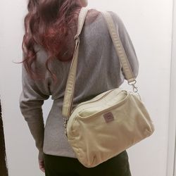 Cute comfortable bag made of beige denim