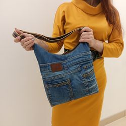 Unique Denim Hobo Purse - Adjustable Strap, Multi-Pocket, Lightweight Design,crossbody bag