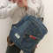 Stylish And Comfortable Denim Blue Casual Backpack Handmade From Recycled Jeans With 8 Pockets Pocke