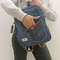 Stylish And Comfortable Denim Blue Casual Backpack Handmade From Recycled Jeans With 8 Pockets Pocke