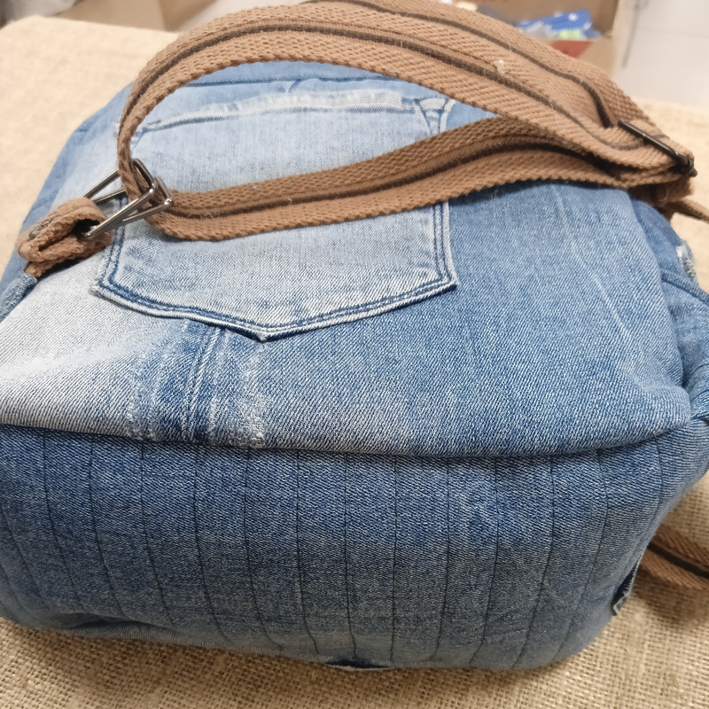 Handmade Denim Backpack School Bag For Girls Travel Bag Casual Backpack For Study And Leisure Women 2