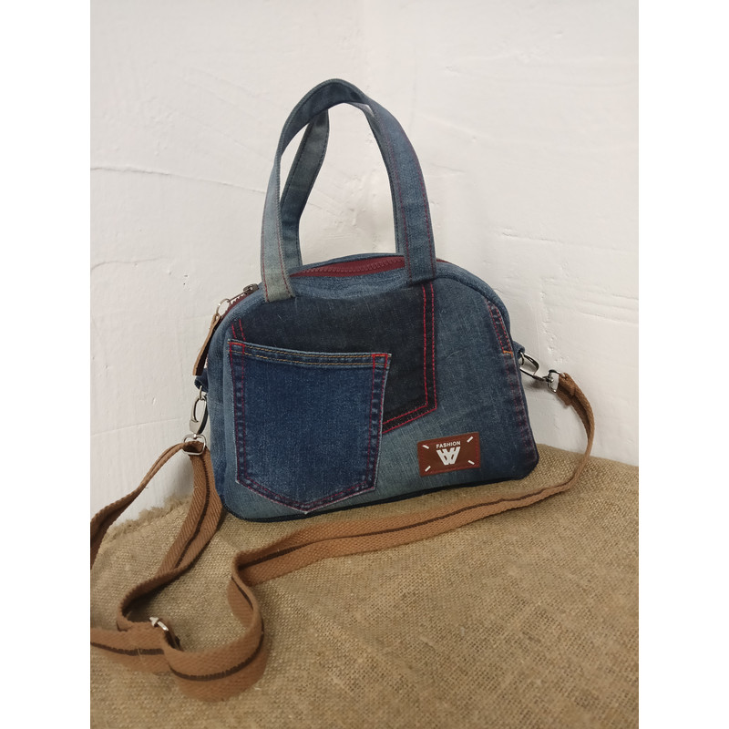Cute Denim Crossbody Bag Recycled Jeans Shoulder Bag Ecofriendly Fabric Bag 5