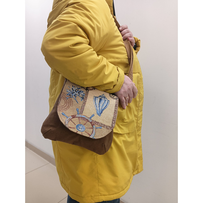 Denim Handbag Features A Marinestyle Tapestry Flap Cotton Lining And 4 Pockets Inside The Strap On  6