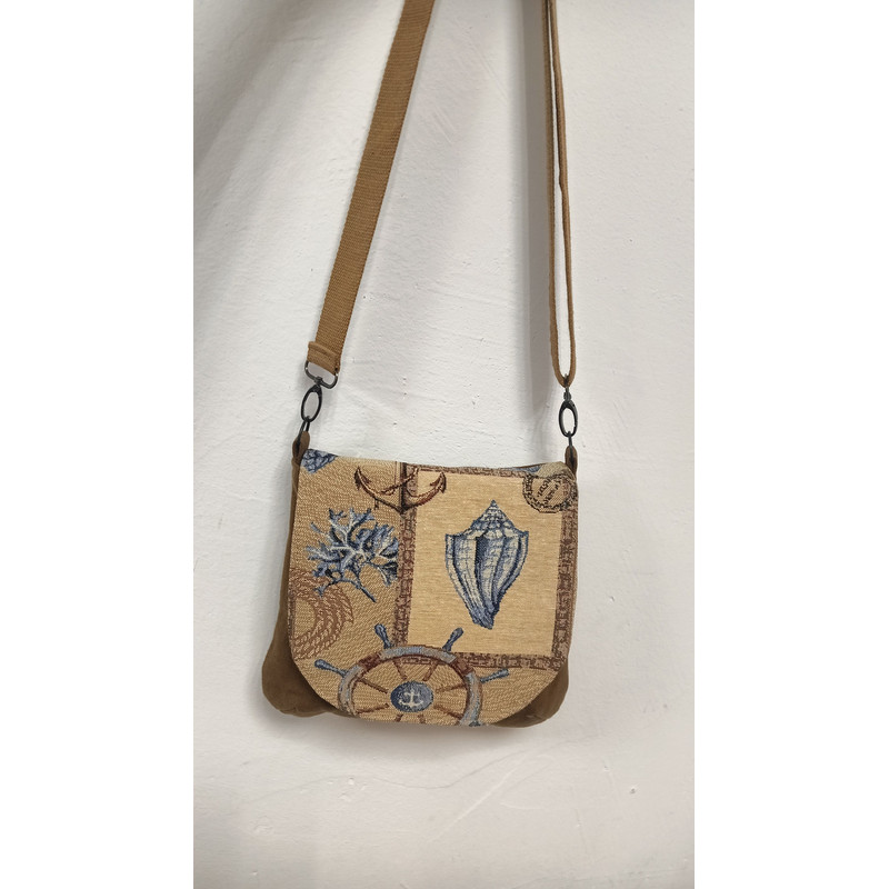 Denim Handbag Features A Marinestyle Tapestry Flap Cotton Lining And 4 Pockets Inside The Strap On  7